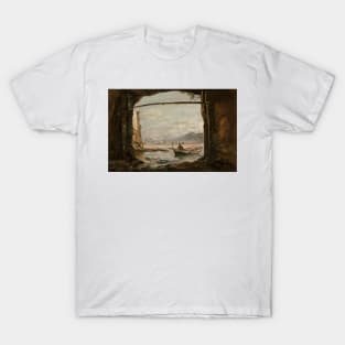 View from a Grotto Near Posillipo by Johan Christian Dahl T-Shirt